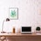 Stupell Industries Succulent Crystal Flower Green Blue Watercolor Painting in Black Frame Wall Art
